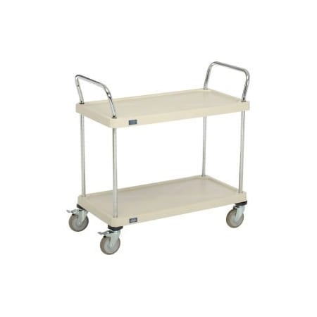 Global Equipment Nexel    Utility Cart With Chrome Posts, 2 Shelf, 36"Lx18"W, Polyurethane Brake Casters, Tan 1836P2SPB